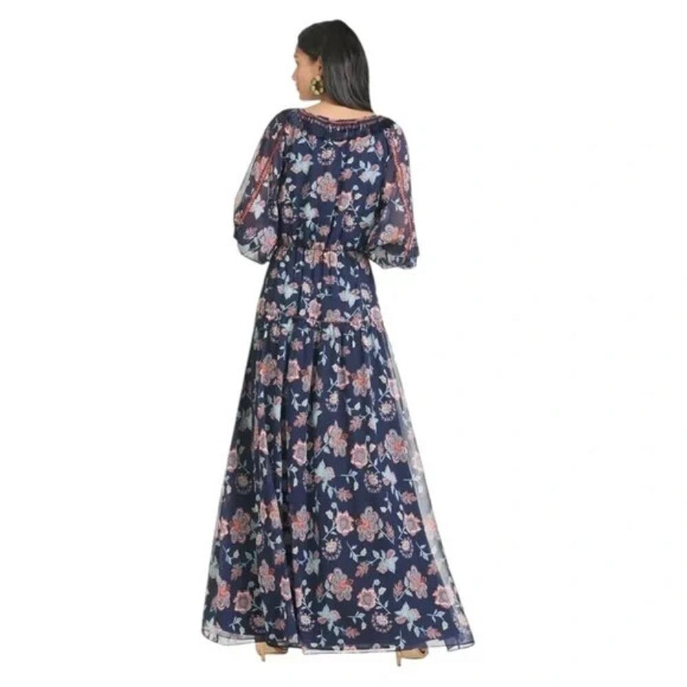 NWT Sachin & Babi Dalton Maxi Eastern Gouache Botanical Dress 0 $595 Blue Floral - Picture 4 of 8